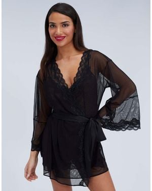 Boux Avenue Mallory Mesh Kimono Robe Soft Sheer Comfy Nightwear - Blue