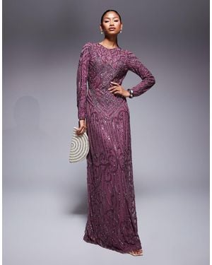 Beauut Sequin Long Sleeve Maxi Dress - Purple