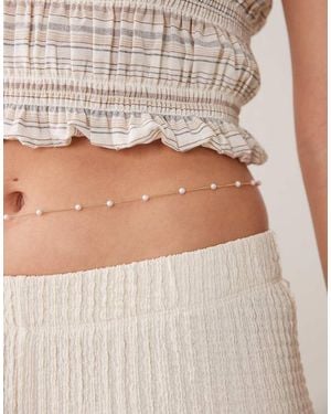 ASOS Faux-Pearl Station Belly Chain - Grey
