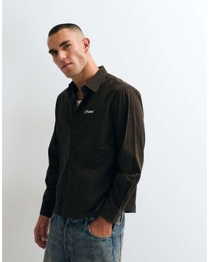 Prohibited Long Sleeve Check Shirt - Black