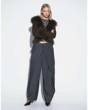 Muse Assembly Double Waistband Detail Milena Pants - Gray