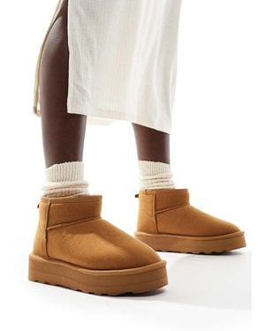 ONLY Botas Marrones De Antelina Con Forro Tipo Peluche De - Neutro