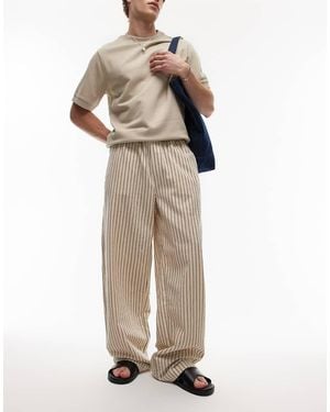 TOPMAN baggy Fit Stripe Trouser - Natural