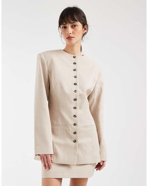 ASOS Tailored High Neck Button Blazer - Natural