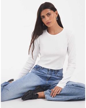 JJXX Feline Ribbed Crop Top - White