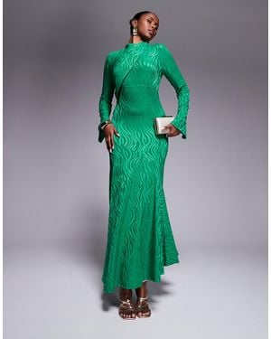 DASKA High Neck Maxi Dress - Green