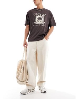 Bershka Jeans Super Ampi Écru - Bianco