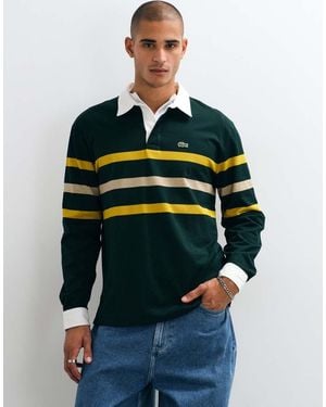 Lacoste Long Sleeve Contrast Collar Stripe Rugby Shirt - Green