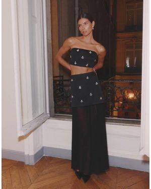 4th & Reckless Embellished Bandeau Crop Top - Black