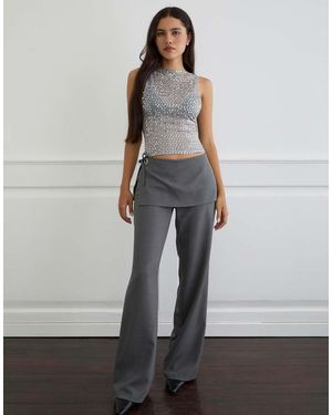 Motel Elka Wrap Detailed Tailored Trouser - Grey