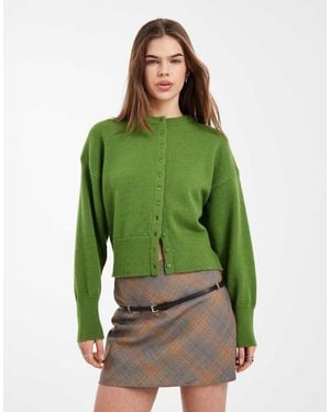 Daisy Street Fitted Waist Cardigan - Green