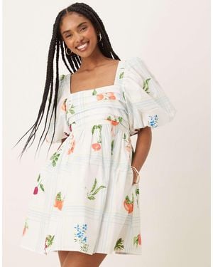 Nobody's Child Nova Puff Sleeve Mini Dress - Natural