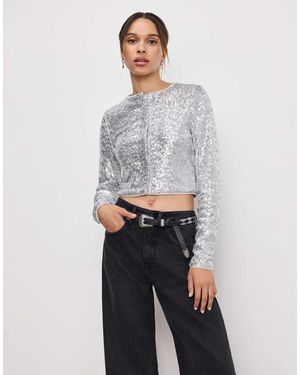 GOOD AMERICAN Gilet en coton orné - Gris