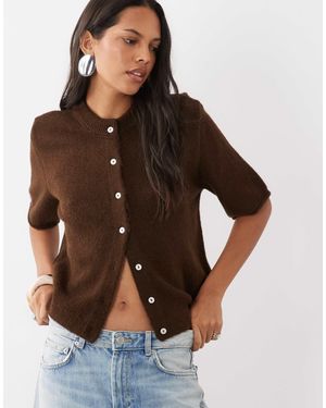ASOS Leichter cardigan mit lockerer passform und kurzen ärmeln - Braun