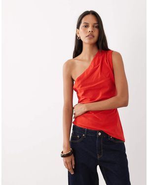 Mango Top Met Één Schouder En Asymmetrische Zoom - Rood