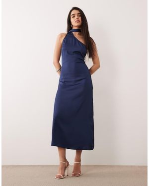 ONLY Scarf Detail One Shoulder Midaxi Dress - Blue