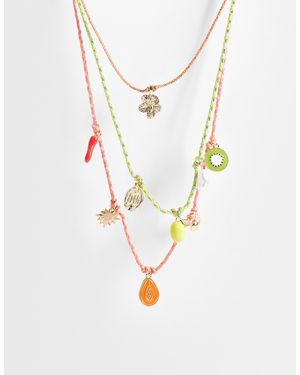 Accessorize – 3er-pack kordelhalsketten mit anhängern - Weiß