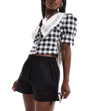Collusion Poplin Short With Tie Side - Black