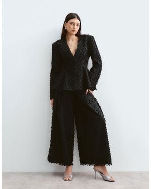 ARRANGE Textured High Waist Wide Leg Pants Co-ord - Black
