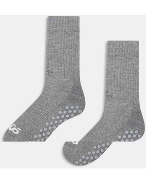 4505 Icon 2 Pack Non Slip Grip Pilates Crew Socks - Grey