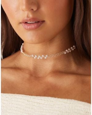 ASOS Torque Choker-Ketting Met Imitatieparels - Bruin