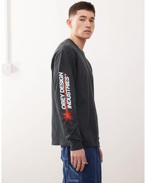 Obey – langärmliges t-shirt - Blau