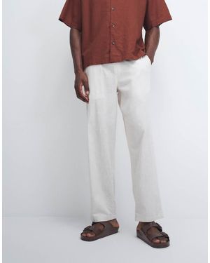 Jack & Jones Loose Linen Mix Drawstring Trousers - White