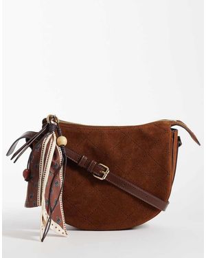 Accessorize Crossbody Tas Van Imitatiesuède Met Sjaaldetail - Bruin
