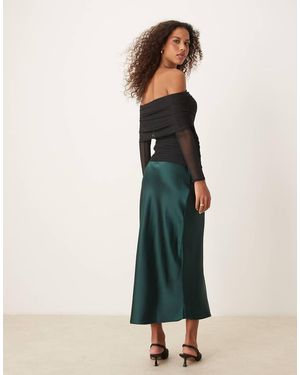 Gina Tricot Midirok Van Satijn - Groen