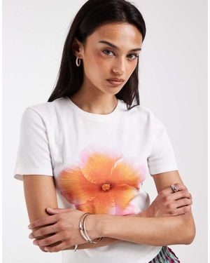 ONLY Hibiscus Flower Print T-shirt - White