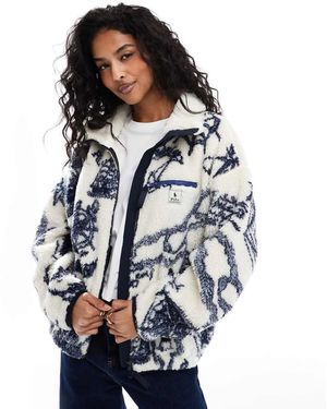 Polo Ralph Lauren Pile Fleece Jacket With Jaquard Print - Grey