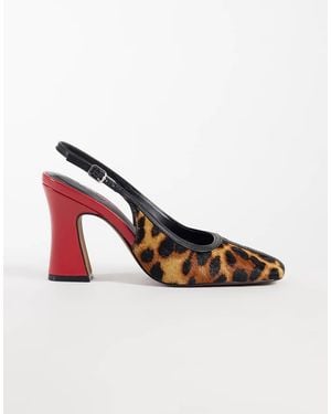 ASOS Pristine Premium Hair On Real Leather Slingback Block Heels - Pink