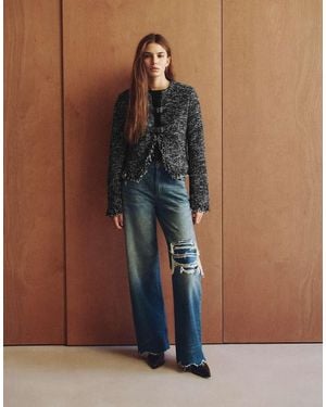 Pull&Bear Giacca Frangiata Nera - Marrone
