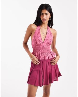 Stradivarius – neckholder-top - Rot
