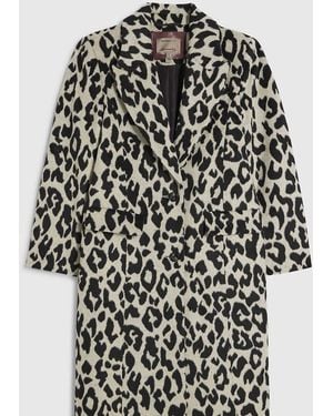 River Island Leopard Print Coat - Black