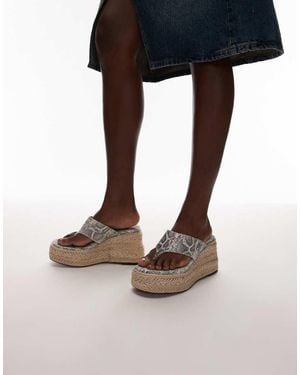 TOPSHOP Heidi Toe Thong Espadrille Wedge - Black