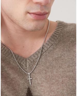 FADED FUTURE Collier chaîne à pendentif croix - Marron