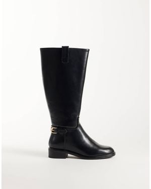 ASOS Wide Fit Cecile Flat Riding Knee Boots - Black