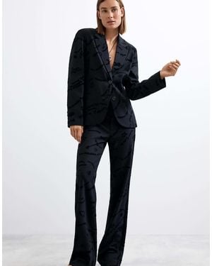 Desigual Flocked Blazer - Blue