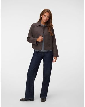 Vero Moda Siri Spreadkraag Dubbelrijs Kort Jack - Blauw