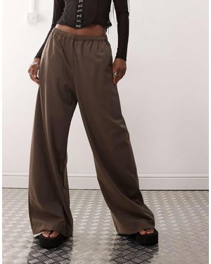Weekday Elasticated Waist Wide Leg Trousers - Brown