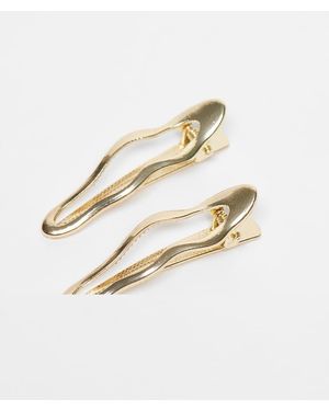 Pieces Set Van 2 Golvende Haarclips - Wit