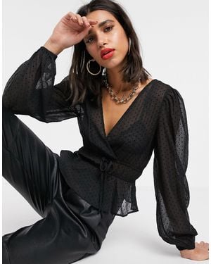 Stradivarius Blusa transparente - Negro