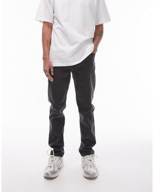 TOPMAN Vaqueros Negros Lavados De Corte Slim De