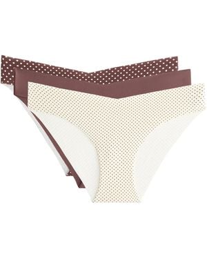 Oysho – 3 sich nicht abzeichnende, klassische bikini-fit-slips aus polyamid-mix - Weiß