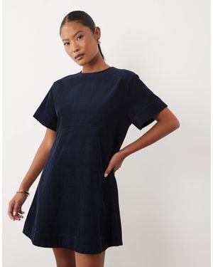 ASOS Asos Design Petite Mini Cord T-shirt Dress - Blue