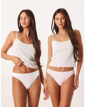 ASOS 2 Pack Cotton Lingerie Thong With Embroidery - Brown