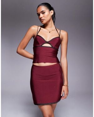 ASOS Sculpting Contrast Satin Binding Mini Skirt - Red