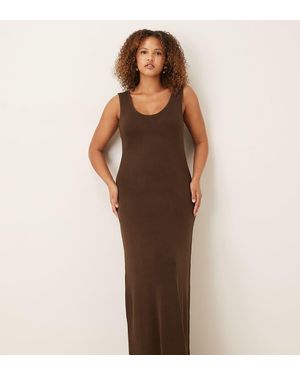 Pretty Lavish Curve Knitted Scoop Neck Maxi Dress Co-Ord - Brown
