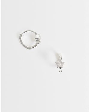 Kingsley Ryan 10mm Gemtset Star huggie Hoops - White